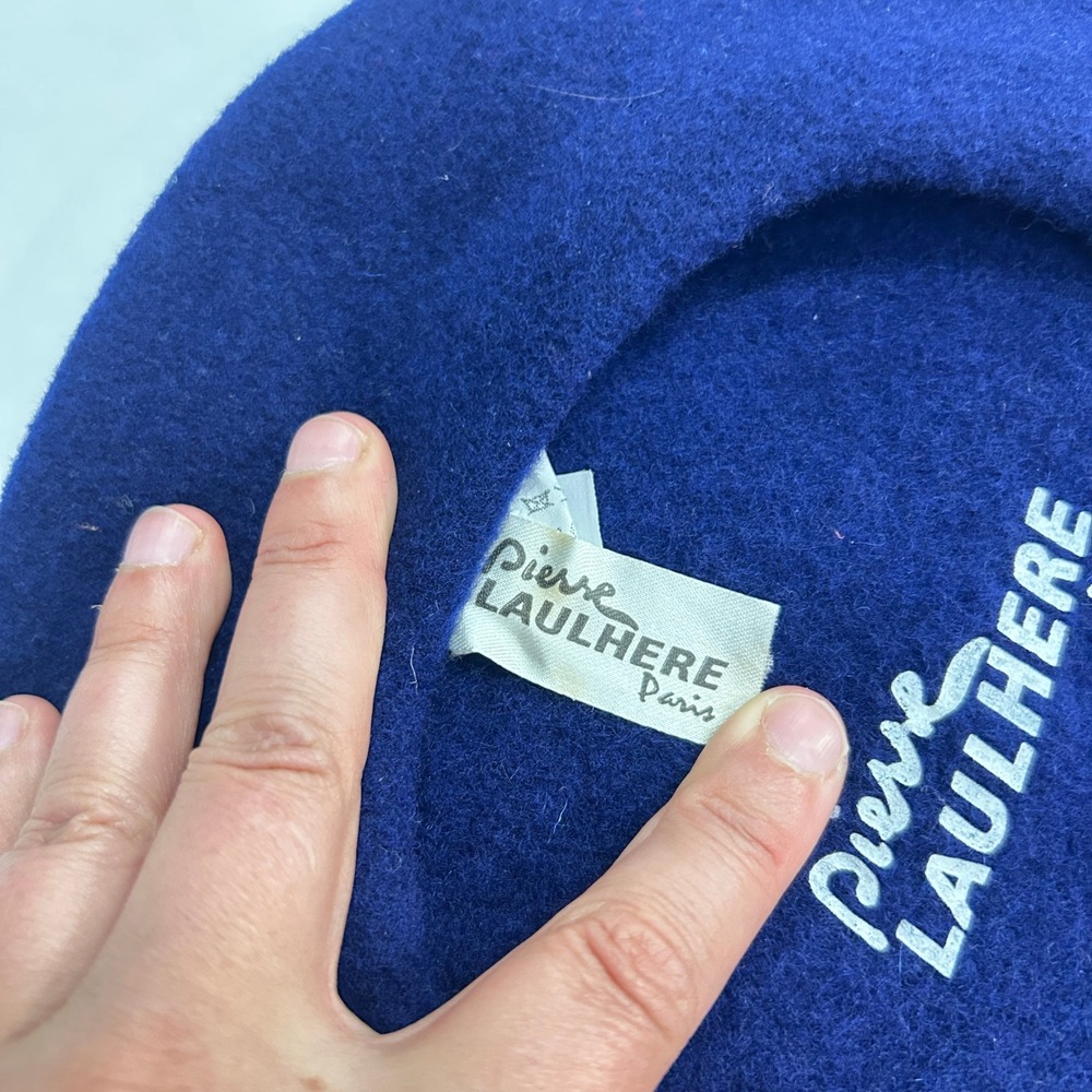 Pierre Laulhere Paris Blue Wool Beret Hat Made France OS Parisian French Girl - Picture 3 of 8